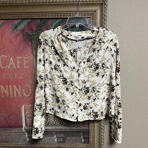 BONGO Cream and Black Floral Blouse